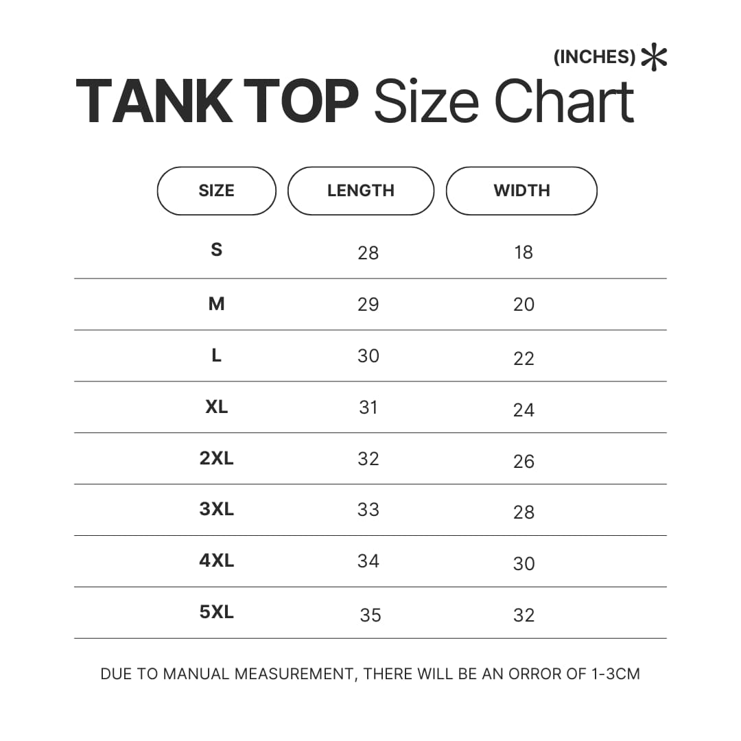 Tank Top Size Chart - The Weeknd UK Shop