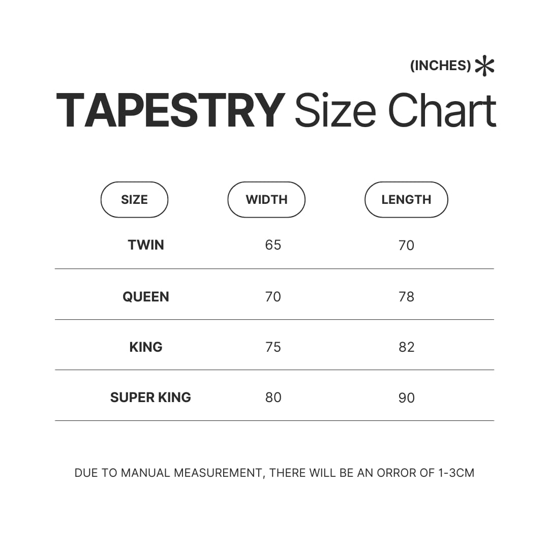 Tapestry Size Chart - The Weeknd UK Shop