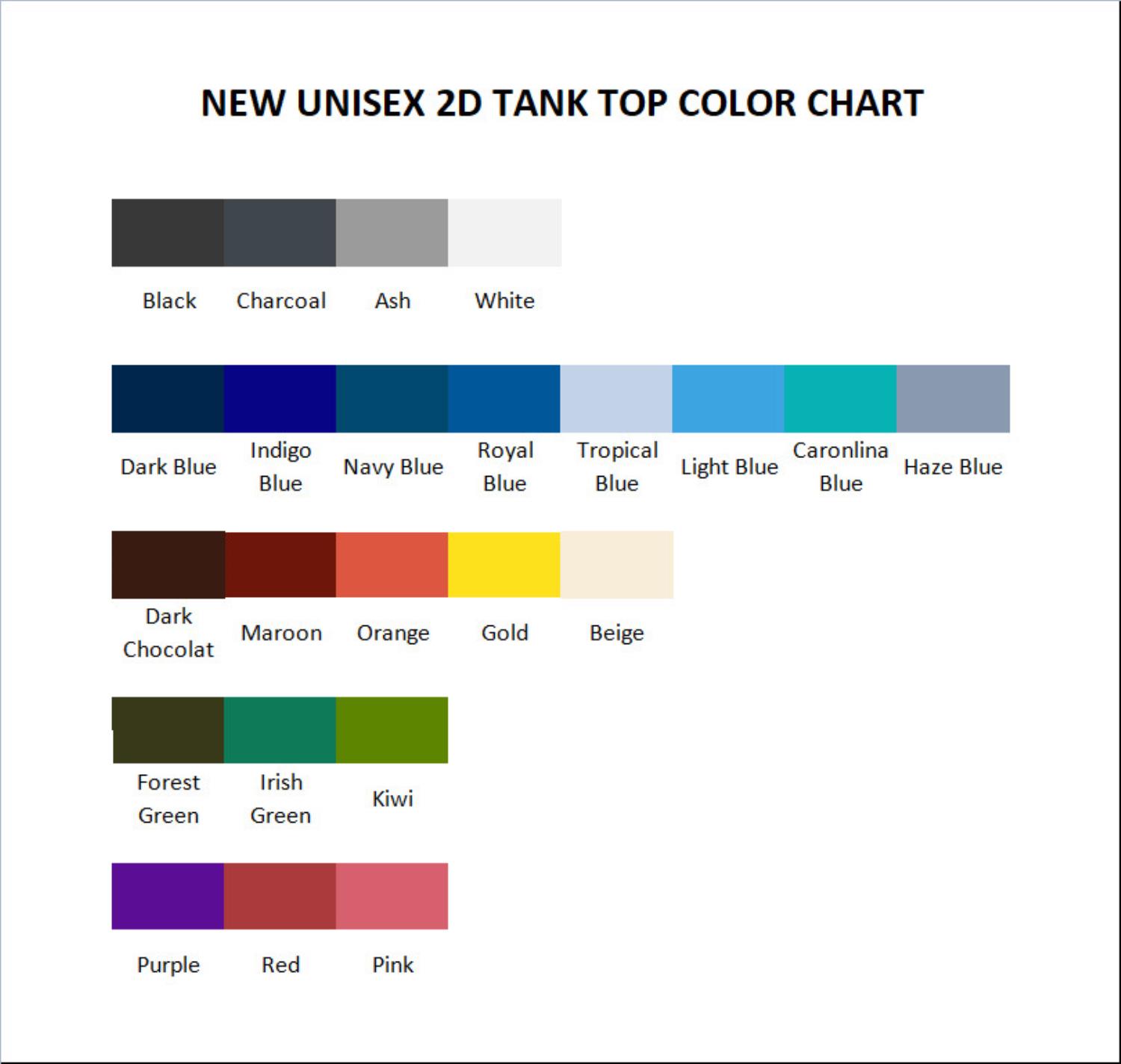 tank top color chart - The Weeknd UK Shop